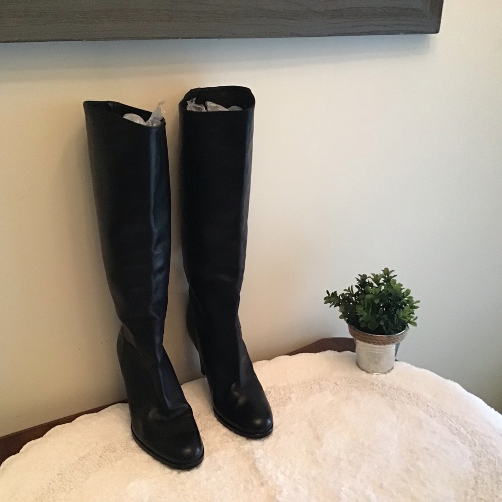 Ralph Lauren Black Leather Knee High Boots 8B